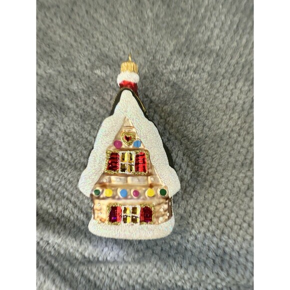 Gingerbread House Glass Christmas Holiday Ornament Made In Poland - Picture 6 of 16